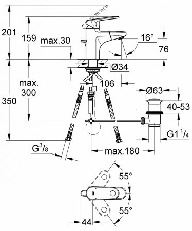 Смеситель для раковины Grohe Europlus 33155002 хром