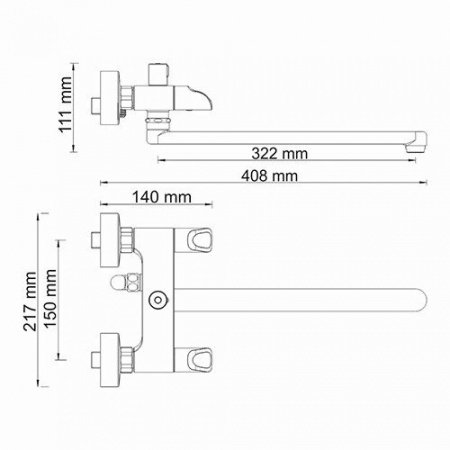 Смеситель для ванны с душем WasserKraft Lossa 1202L хром