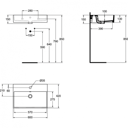 Раковина накладная 60 см Ideal Standard STRADA K077801 белый