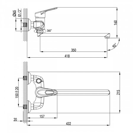 Смеситель для ванны с душем Lemark Luna LM4117C хром