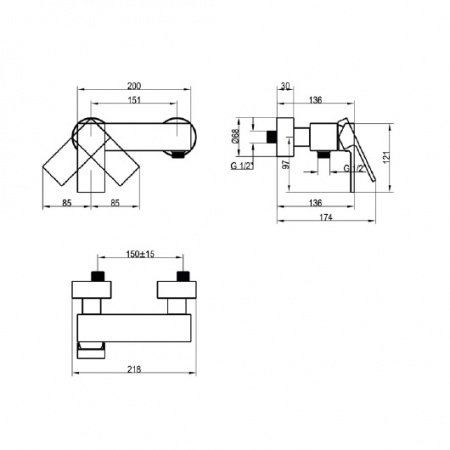 Смеситель для ванны с душем Villeroy & Boch Classic TVS10130100061 хром