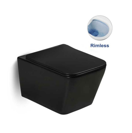 Унитаз подвесной безободковый Vincea Q-Line VT1-12MB черный матовый, с сиденьем микролифт