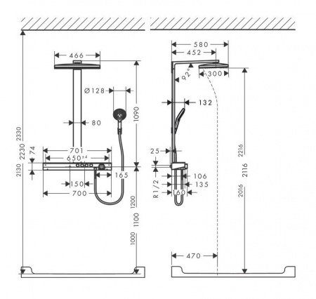 Душевая стойка Hansgrohe Rainmaker Select 27109400 хром;белый