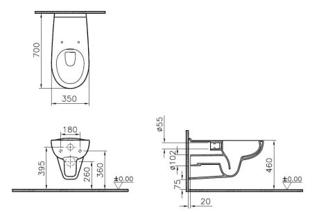 Унитаз подвесной для людей с ограниченными возможностями Vitra Conforma 5810B003-6234 с сиденьем