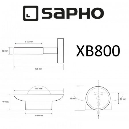 Мыльница Sapho X-ROUND BLACK XB800 черный