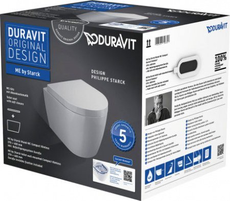 Комплект Duravit ME by Starck 45300900A1: унитаз подвесной 360х540 мм 253009 + сиденье с микролифтом: 002019 цвет: белый
