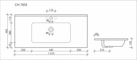 Раковина накладная 101см Ceramica Nova Element CN7003 белый