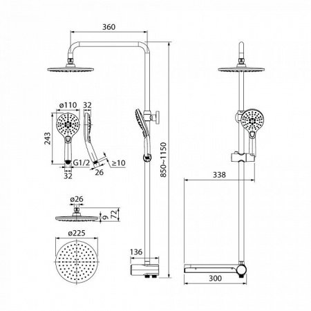 Душевая стойка IDDIS Ray RAYSW3Fi76 белый