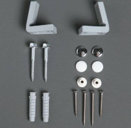 Комплект горизонтальных крепежей для унитаза/биде с колпачками цвета хром и белый Simas F88