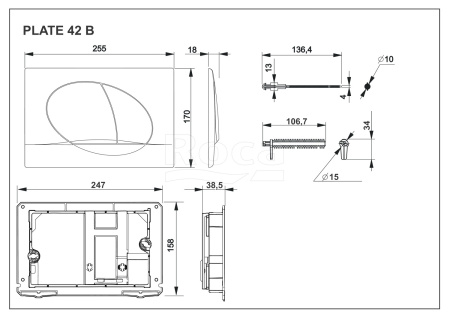Кнопка смыва для унитазов Roca Active 42B 8901140B6 черный матовый