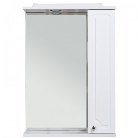 Зеркальный шкаф Rush Crete 75 со светильником Белый глянец