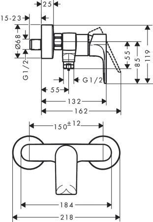 Смеситель для душа Hansgrohe Rebris E 72650000 хром
