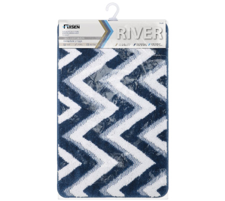 Коврик для ванной Fixsen River 1-ый, FX-5004M, темно-синий, 50х80 см.