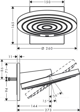 Верхний душ Hansgrohe Pulsify 260 2jet 24150700 белый матовый