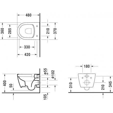 Унитаз Duravit ME by Starck 2530090000 без сиденья