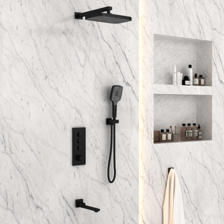 Душевой комплект Vincea VSFW-433T1MB встраиваемый, термостатический, 3 режима, черный