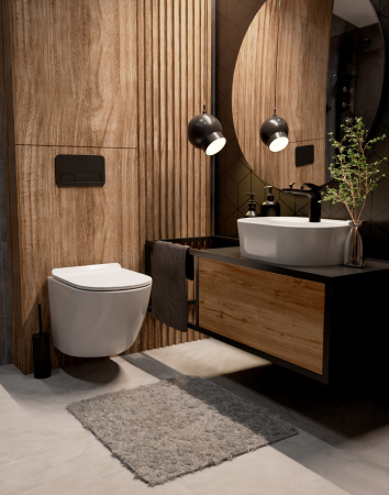 Унитаз подвесной безободковый AQUAme AQM2002 белый, с сиденьем микролифт