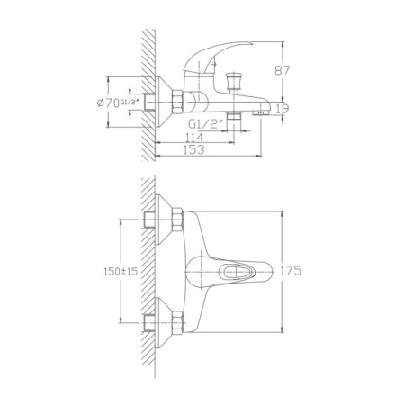 Смеситель для ванны Haiba HB3015, хром