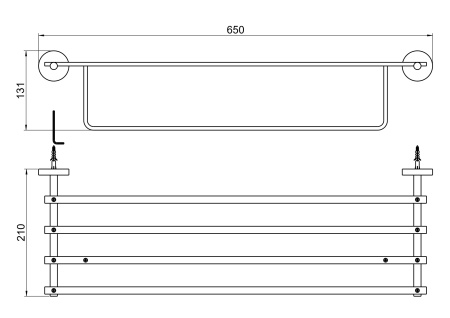 Полка для полотенец 60см Aquatek Бетта AQ4615MB черный матовый