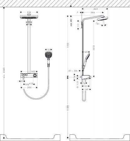 Душевая стойка Hansgrohe Select E 27127000 хром