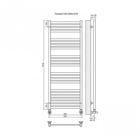 Полотенцесушитель водяной Terminus Тоскана П23 500x1416