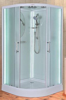 Душевая кабина Esbano LED ESKL110CR 110x110x210см, профиль белый, стекло рифленое