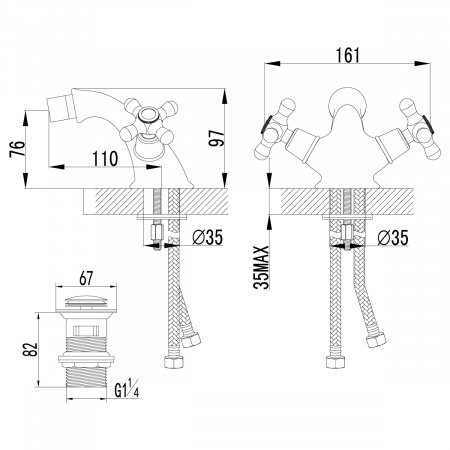 Смеситель для биде Lemark Vintage LM2808B бронза