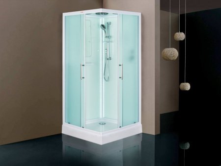 Душевая кабина Esbano LED ESKL90CKR 90x90x210см, профиль белый, стекло рифленое