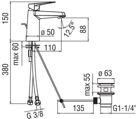 Смеситель для раковины Nobili Sky SY97118/1CR Хром