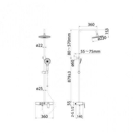 Душевая стойка IDDIS Shelfy SHESB3Bi06 хром