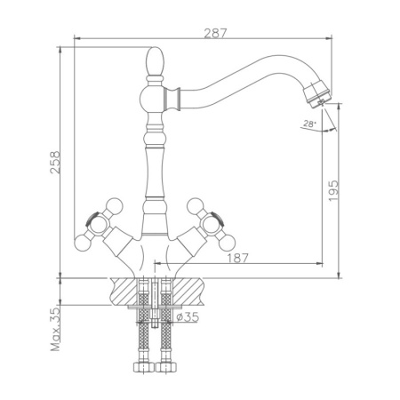 Смеситель для кухни Haiba HB4419-4, бронза