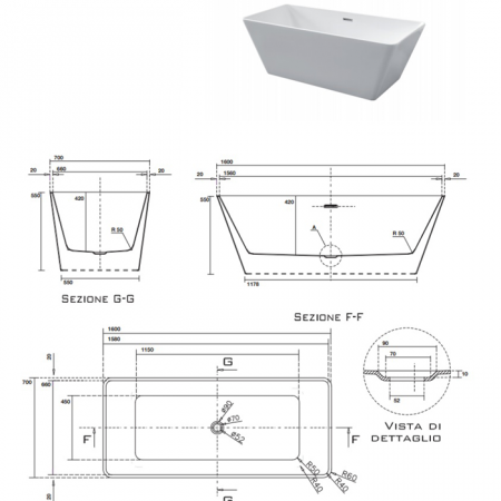 Акриловая ванна Kerasan Ego 160x70 белый