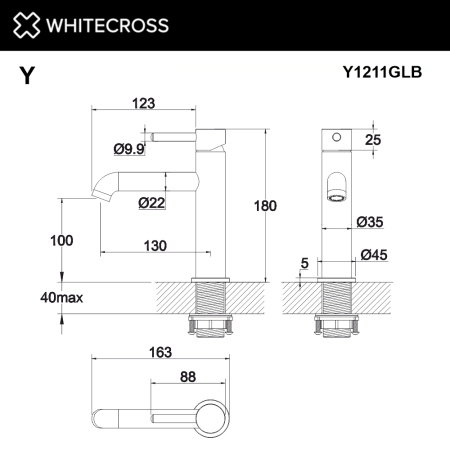 Смеситель для умывальника WHITECROSS Y Y1211GLB (брашированное золото)