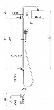 Душевая стойка со смесителем Bossini Elios L10052.030 хром