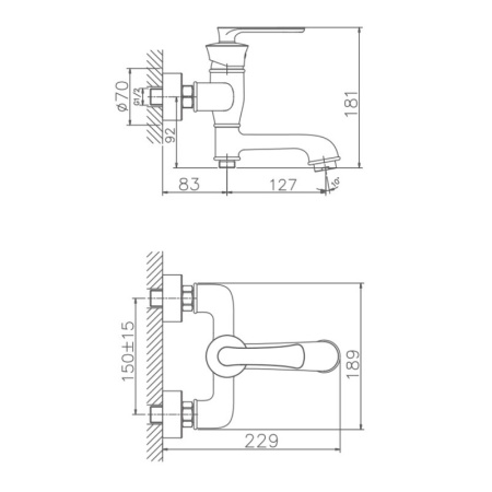 Смеситель для ванны Haiba HB60181-5, золото