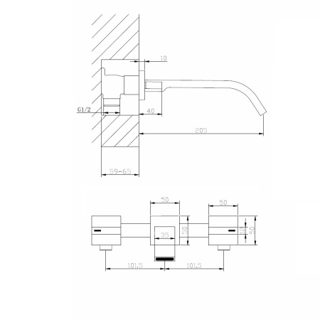 Смеситель ABBER Wasserfall AF8612NG для раковины скрытого монтажа, никель