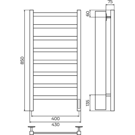 Полотенцесушитель электрический Terminus Ното П8 40х85