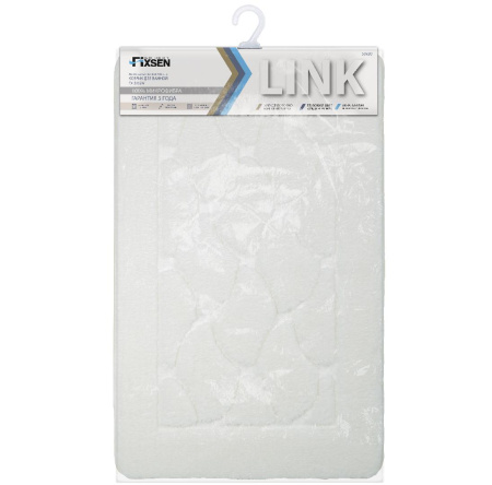 Коврик для ванной Fixsen Link 1-ый,  FX-5002W, белый, 50х80 см.