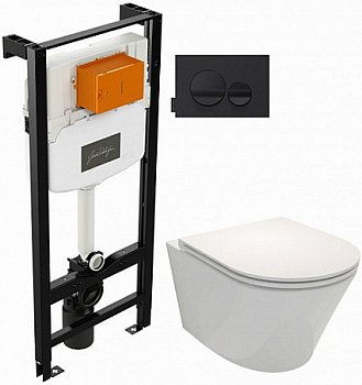 Комплект унитаз с инсталляцией Jacob Delafon Rodin E21748RU-00 кнопка чёрная