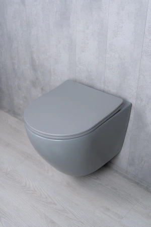 Унитаз подвесной безободковый GID Tr2122TF-Lgm серый матовый, с сиденьем микролифт