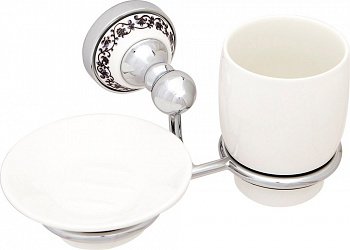 Стакан для зубных щеток с мыльницей Fixsen Bogema FX-78506+08 Хром Белый