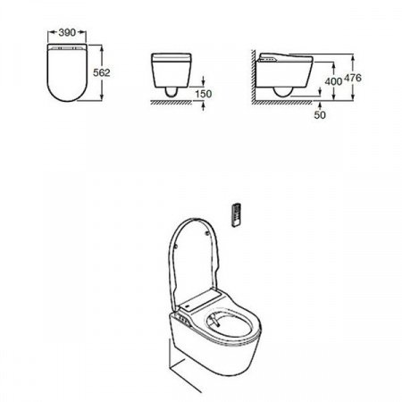 Унитаз биде Roca Inspira 803060001 подвесной с сиденьем Микролифт