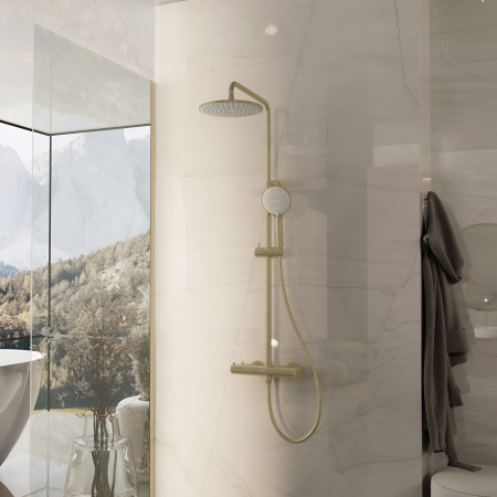 Душевая стойка со смесителем Vincea Rondo VSFS-1R0BG золото матовое