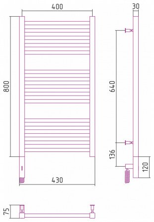 Полотенцесушитель электрический Сунержа Модус 3.0 80х40 хром, левый ТЭН
