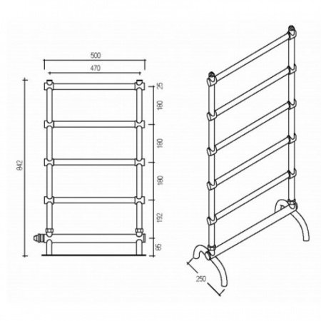 Полотенцесушитель электрический Margaroli Sole 556 напольный 5564704CRNC 47 x 84.2 см, хром