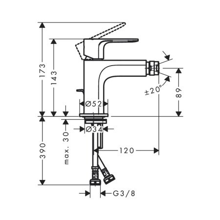 Смеситель для биде Hansgrohe Rebris E 72211670 черный матовый