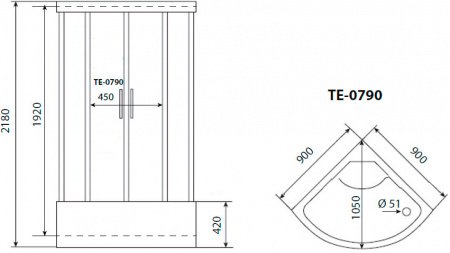 Душевая кабина Timo Eco TE-0790 P 90x90x215 профиль белый, стекло рифленое