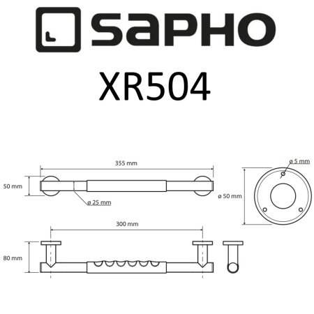 Поручень для ванны Sapho X-ROUND XR504 хром