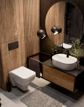 Унитаз подвесной безободковый AQUAme AQM2007 белый, с сиденьем микролифт