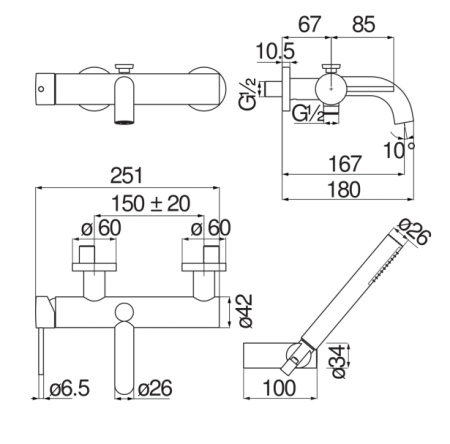Смеситель для ванны с душем Nobili Velis VE125110RCP красное золото